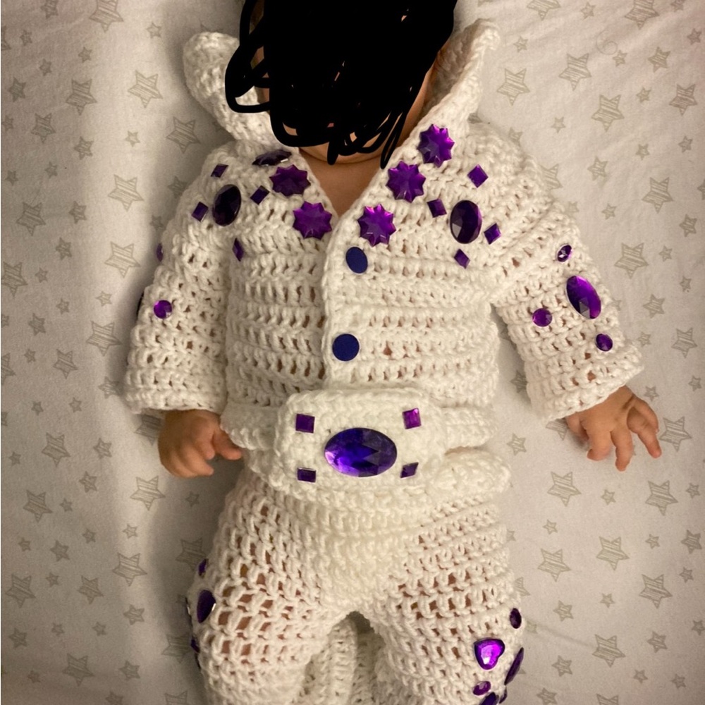 Elvis Crochet Baby Costume with Purple Accents - Picture 10 of 10